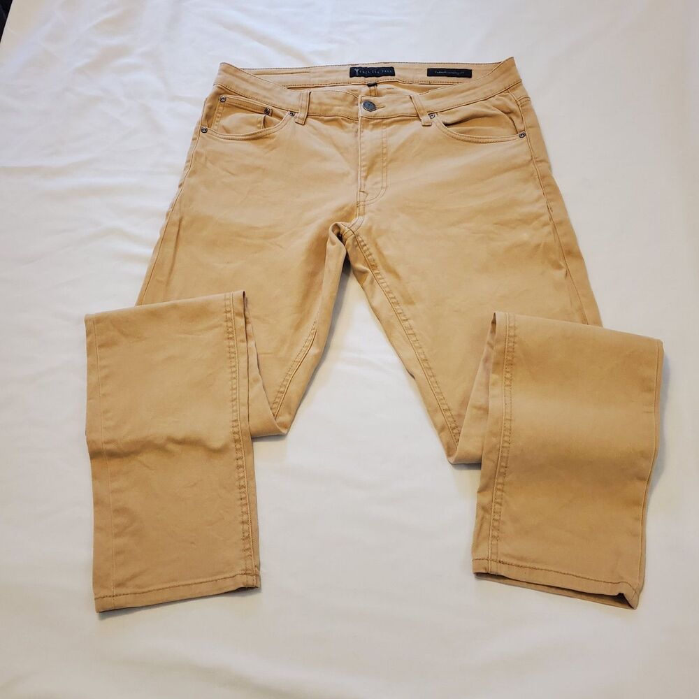 American Tall Men's 34x35 Brown Carman 5 Pocket Tapered Fit Chino Pants Denim